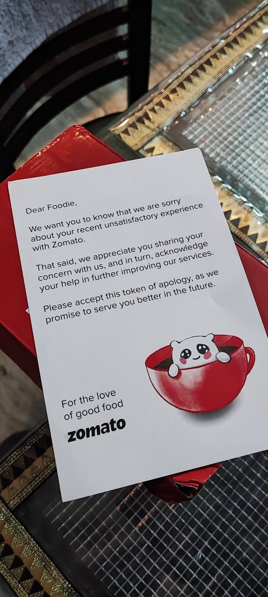 SCMSaaS's tweet photo. @zomatocare It really felt satisfying to receive this token of apology ! Kudos to the Zomato care team.
@zomato https://t.co/qB4dnNuPRS