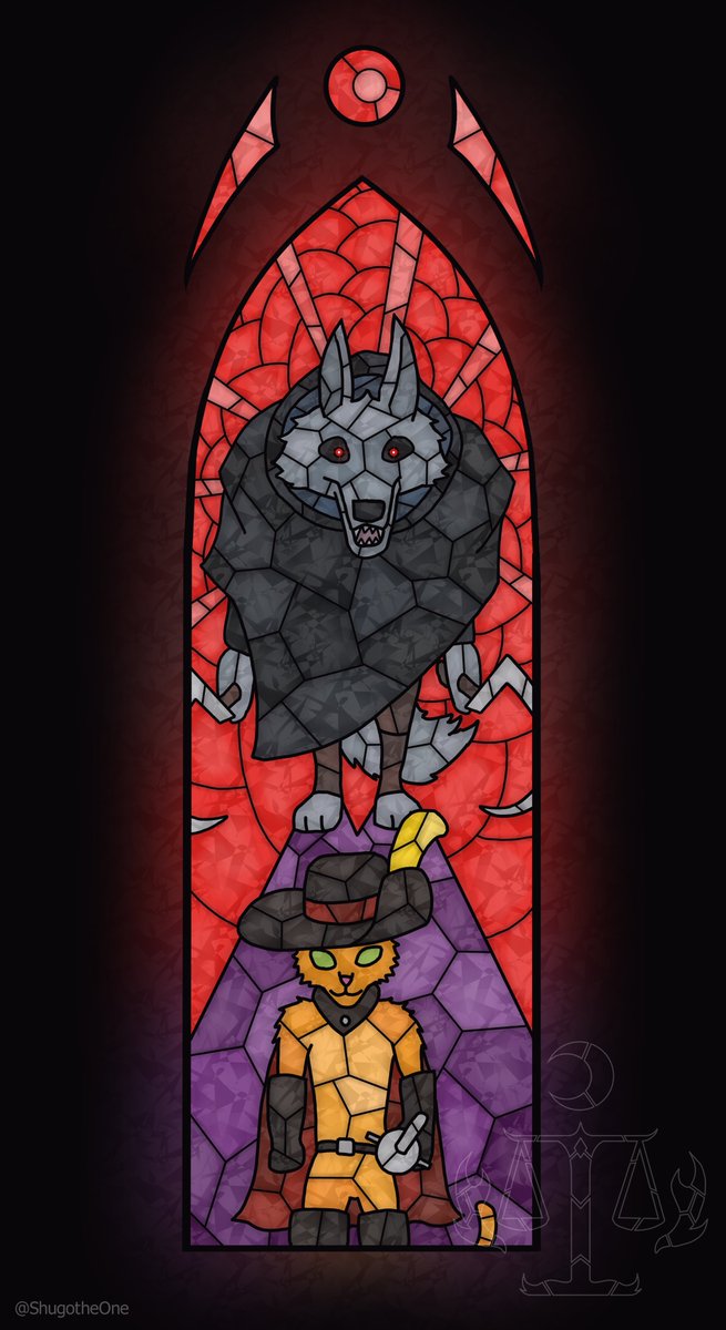 Back at it with some Puss in Boots art! #PussInBoots #Thelastwish #StainedGlass