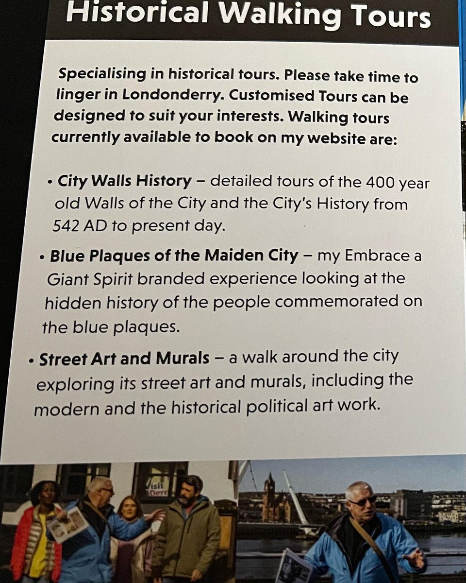 DerrieDanders's tweet image. Check out my new flyers. These cover both the walking tour and audio tour aspects of the business.
#derriedanders #visitderry #voicemap