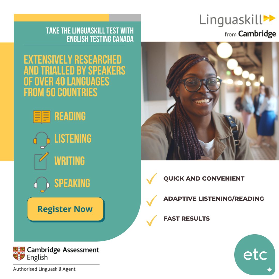 englishtesting's tweet photo. Linguaskill provides a fast and effective way to test your English with rapid results &amp; certificates.

The Linguaskill test is available throughout the year - Book your test with English Testing Canada today!

#Linguaskill #cambridgeexam #linguaskillcanada #LinguaskillatETC https://t.co/9KvzfE8EjG