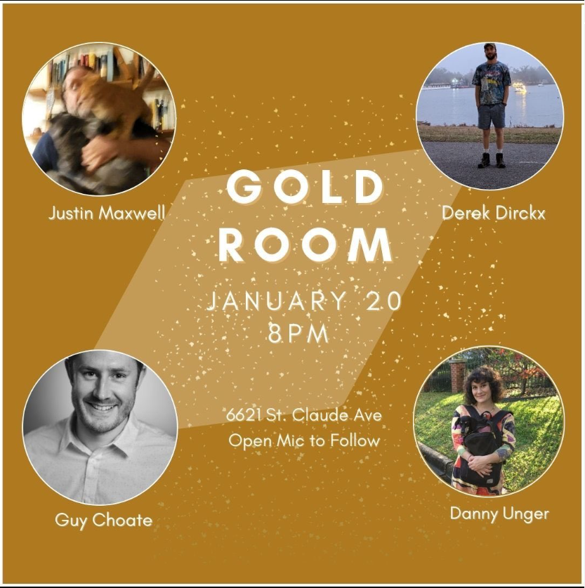 GuyChoate's tweet photo. New Orleans friends, come say hello!

#unocww #reading #goldroom #lit #zeitgeist https://t.co/rxeSR33dAJ