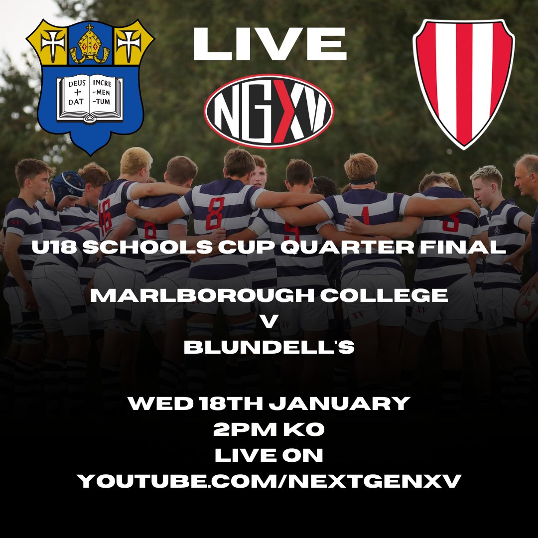 Preview: Marlborough College v Blundell's | U18 Schools Cup Quarter Final

A look ahead to tomorrow's key <a href="/SchoolsCup/">Continental Tyres Schools Cup</a> clash between @MarlboroughCol and <a href="/BlundellsSchool/">Blundell's School</a> 

You'll be able to catch it live at 2pm tomorrow here on NextGenXV!

nextgenxv.com/2023/01/16/liv… #SchoolsRugby