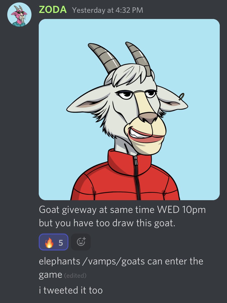 goatlodge's tweet photo. Gm Herd! 🐐

We have 2 Giveaways one for a @SVSNFT and a Hall of Fame Goat!! 

Thanks to @zodaHOFG all info to enter in discord! 

Let’s see your meme and drawing skills! https://t.co/dBPHshWkN5
