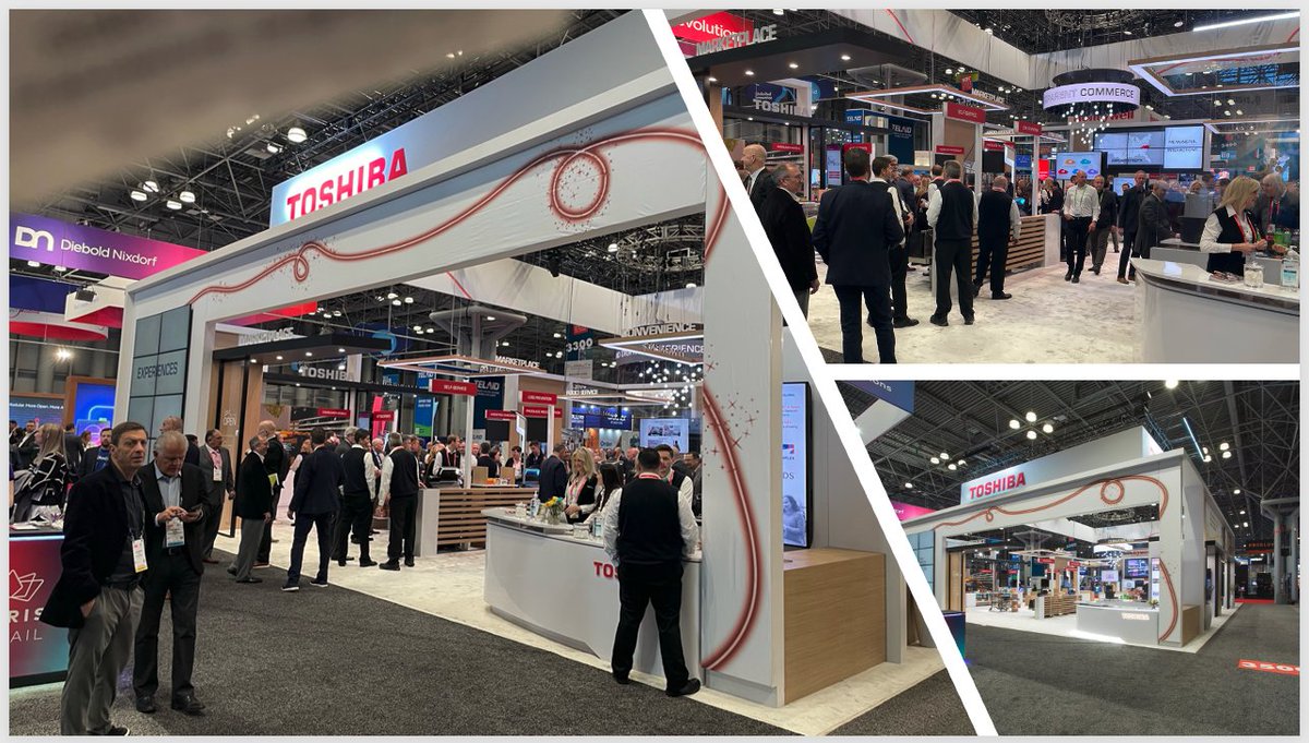 exhibitusinc's tweet photo. So thrilled to see Toshiba Global Commerce Solutions live at #NRF2023! Don't miss seeing them today at booth #3323 to learn more about #YOUnifyingExperiences. Thank you for your partnership! #Grateful #PartnershipsAreGolden #TradeShows #LiveEvents #ExperientialMarketing #TGCS https://t.co/J7E9SN8b2P