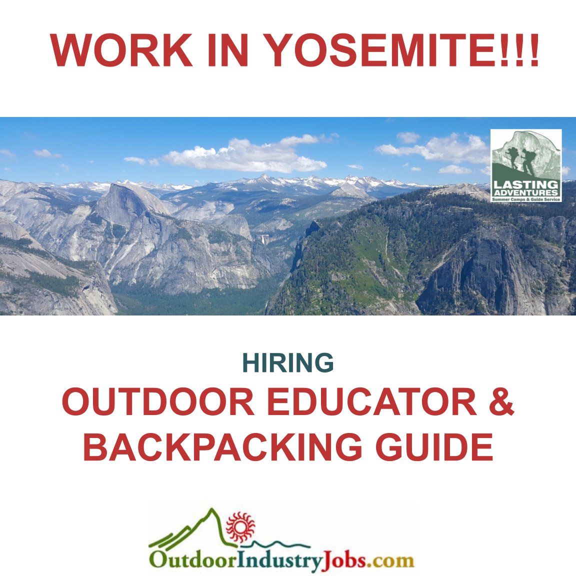 Apply Here: outdoorindustryjobs.com/JobDetail/GetJ…

#outdoorindustryjobs #lastingadventures #hikeyosemite #hikingyosemite #yosemite #yosemitenationalpark #yosemitelife #yosemitevalley #hikingguide #backpackingguide #outdooreducation #outdooreducator 
@LastingAdvs