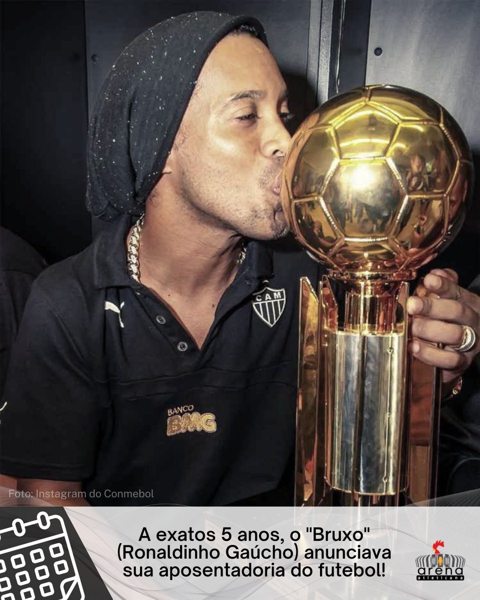 Em 17/01/2018, o 'Bruxo' Ronaldinho Gaúcho anunciava sua aposentadoria. Quem aí tem saudade de ver o 'El Brujo' em campo?
#ronaldinhogaucho #arenaatleticana #atletico #atleticomineiro #galo #atlético #atléticomineiro #dmfoficial