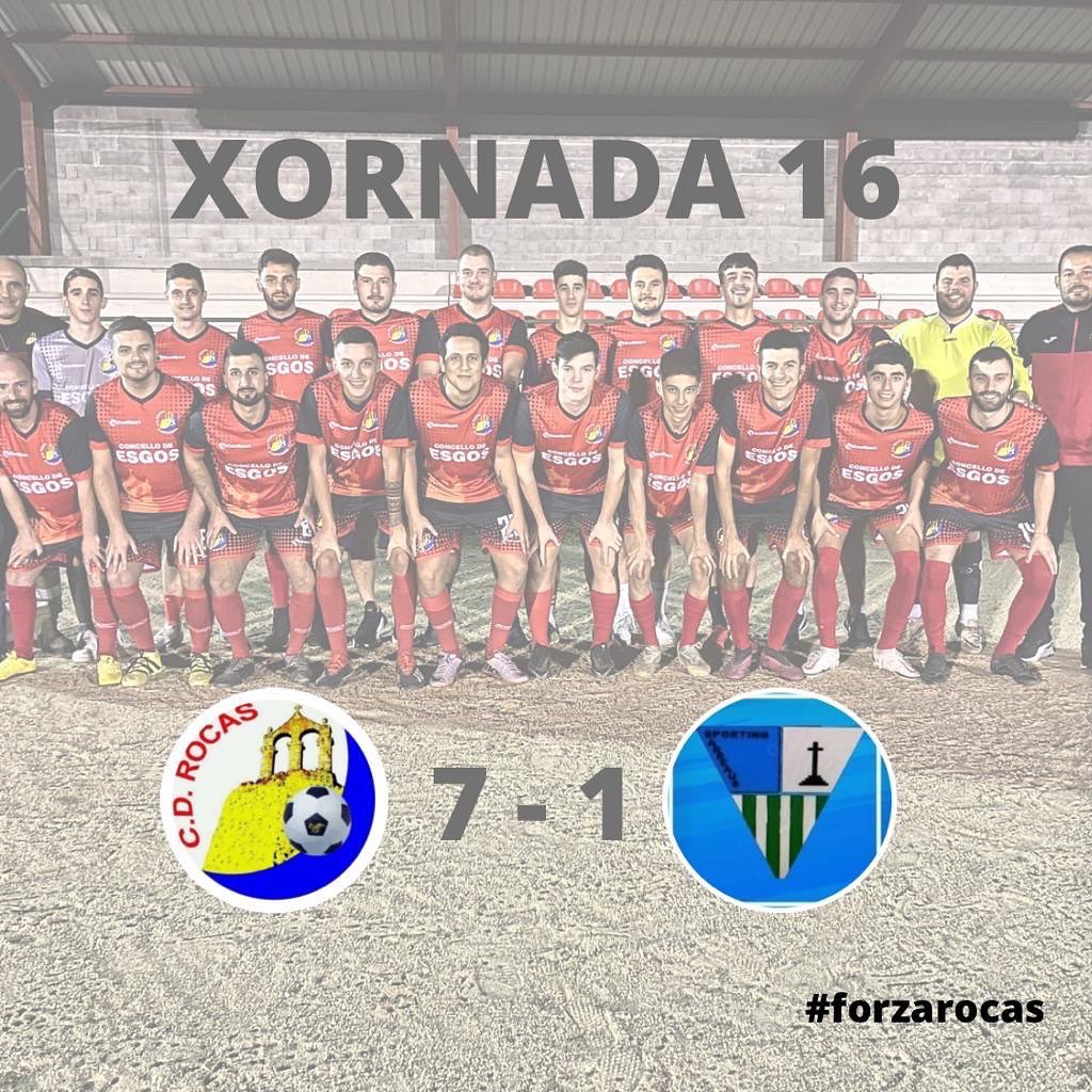 CDRocas's tweet photo. ❗️XORNADA 16 ❗️

CD Rocas 7-1 SP Sarreaus 

⚽️⚽️⚽️ H.Gómez 
⚽️⚽️ Rudy
⚽️ Manu
⚽️ Joel https://t.co/Hui4AD2RV9