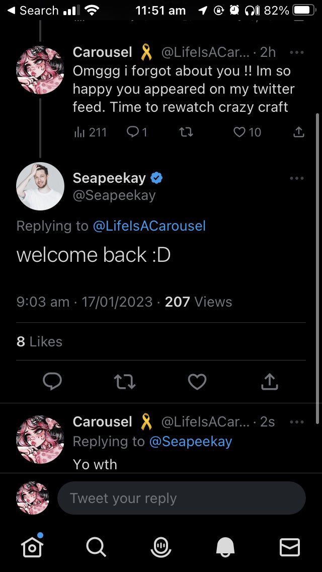LifeIsACarousel's tweet image. Souve been noticed by queit a few people i watched as a kid. And this is one i didnt expect. 

Ive been noticed by ldshadowlady, amylee 33 and a few others didnt think it would be seapeekay this time 😭