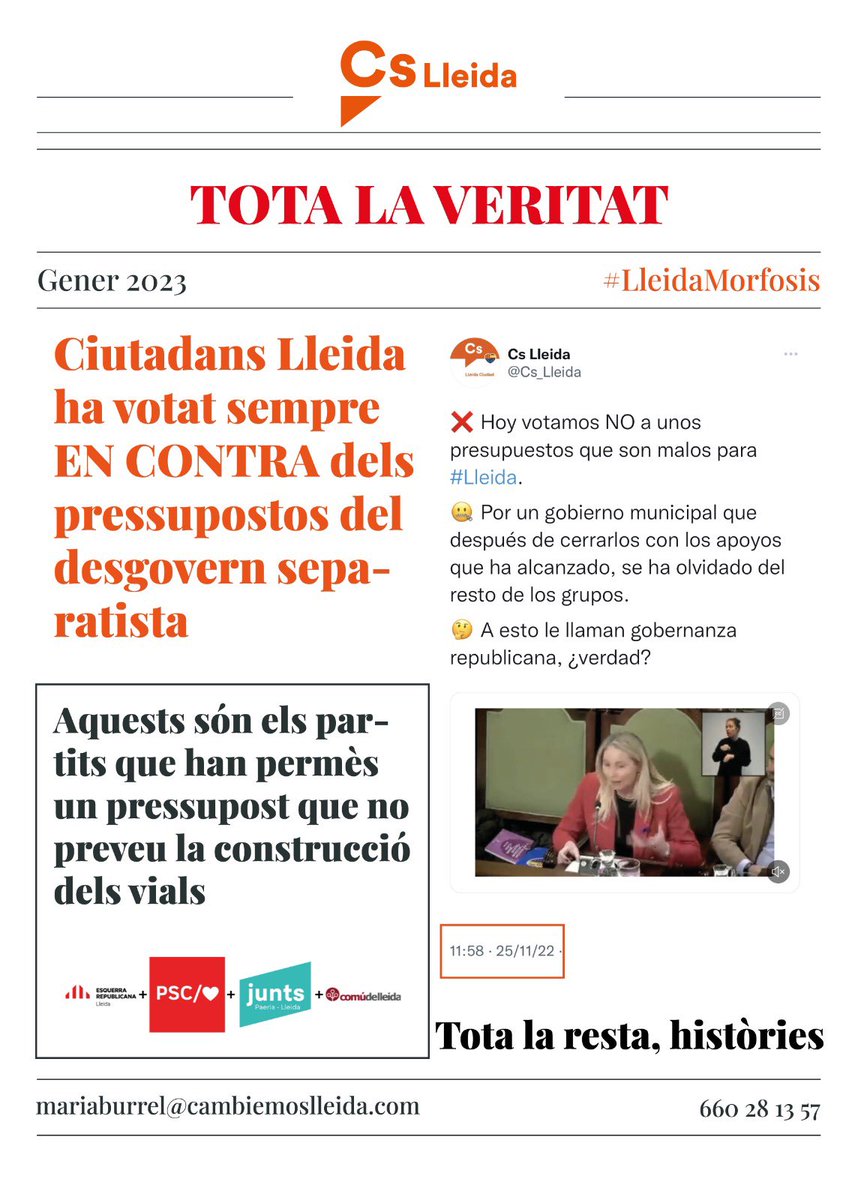 Cs_Lleida's tweet photo. ‼️No dejes que te engañen los de siempre con sus prácticas de siempre.

⚠️Nosotros no hemos ayudado a los separatistas a aprobar unos presupuestos malos para Lleida.

👉 +info, en el artículo de @mariaburrel https://t.co/aiPZTYe33K

#LleidaMorfosis #CambiemosLleida #CanviemLleida https://t.co/skzSLQ4mv9
