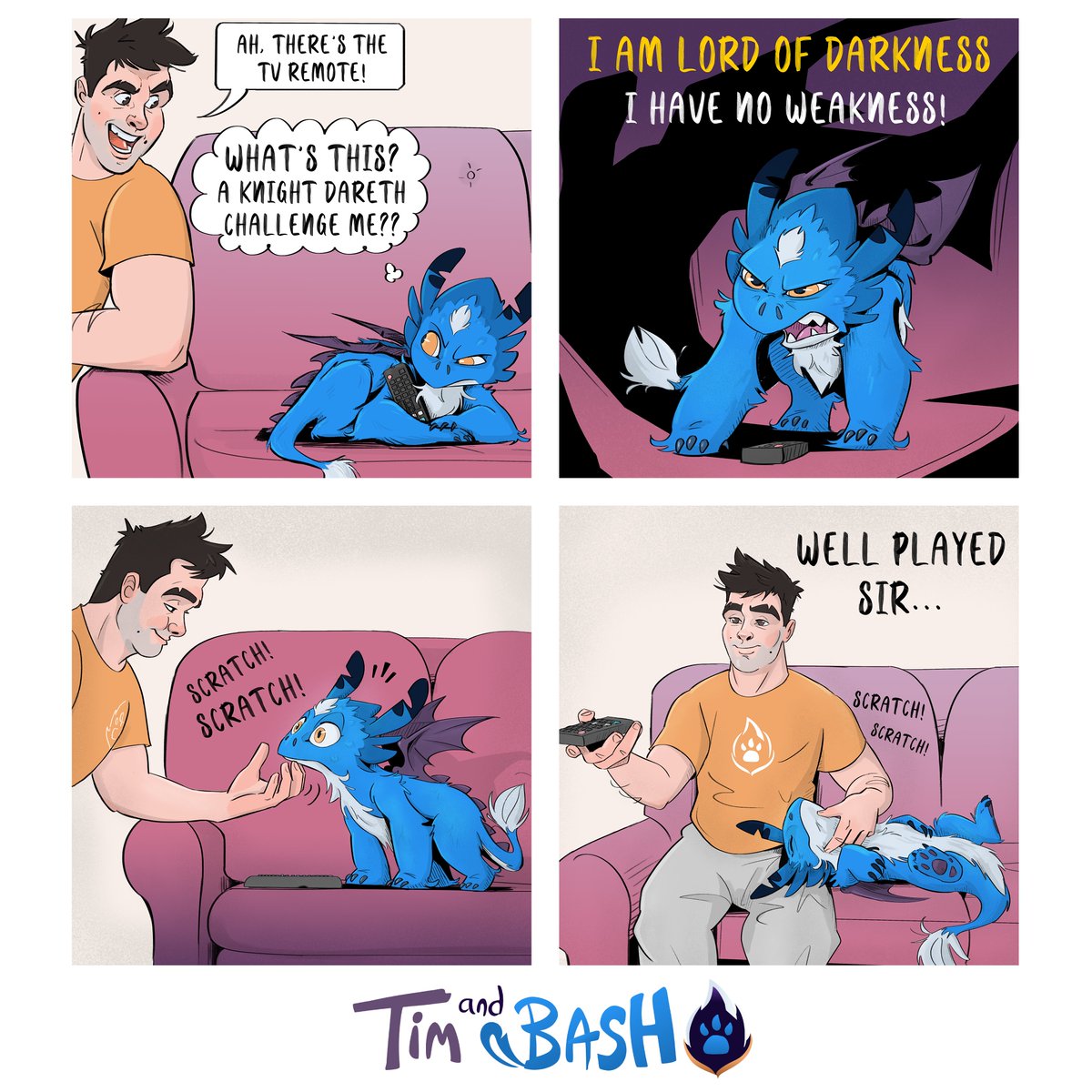 When you act tough but deep down you're a softie...🤣
Tim and Bash Comic issue #009!

Loving these comics? Support us on Patreon and help us make more! 
patreon.com/timandbash

#funny #comic #cartoon #animation #pet #dragon #petlovers #comicart #artist #disney #artwork #drawing