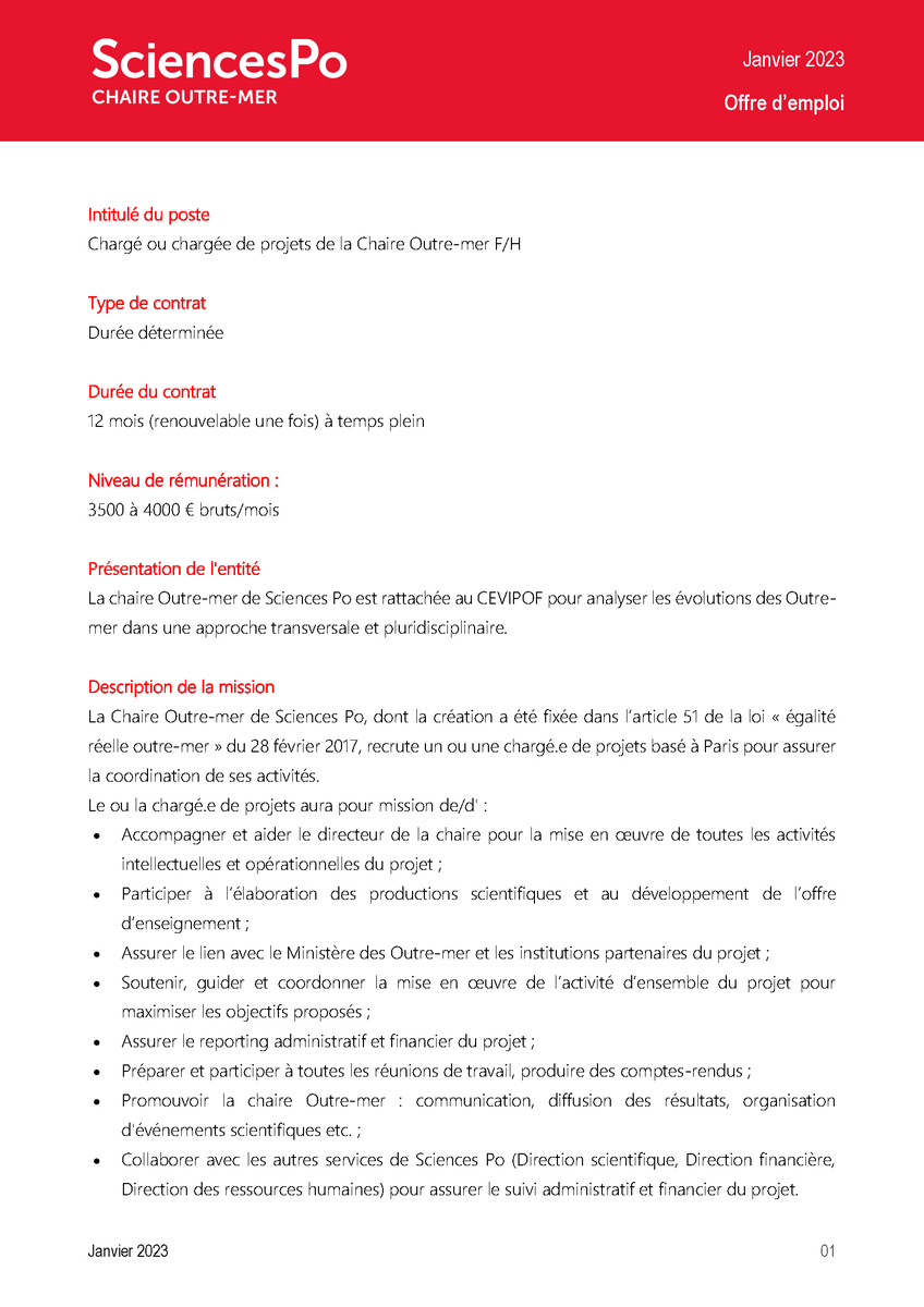 ChaireOutreMer's tweet photo. La @ChaireOutreMer recrute un.e chargé.e de projet pour une mission de coordination des activités de recherche et des missions pédagogiques.
Comment postuler : https://t.co/uPLJP86ERt https://t.co/v8VynkAPHm