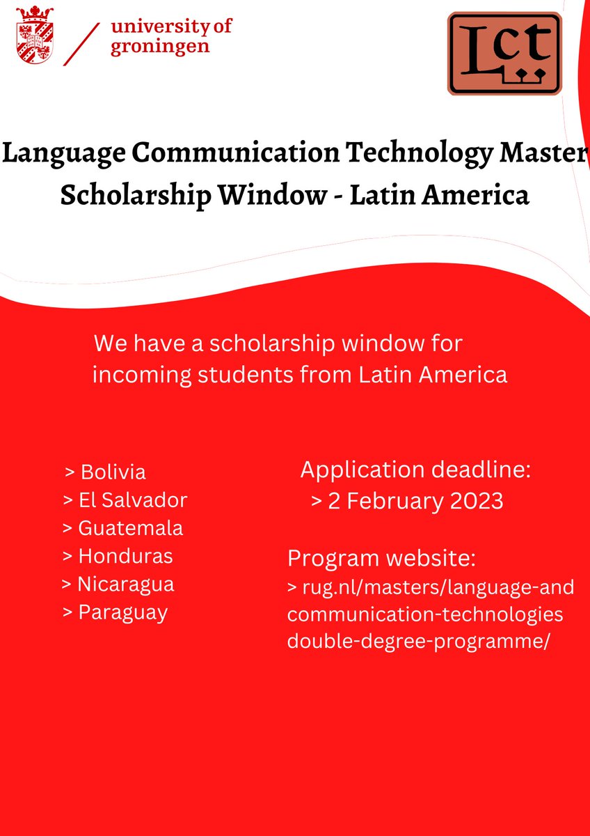 Are you from one of these countries and want to apply for a scholarship? Check the website for more information: lct-master.org/contents_2014/…