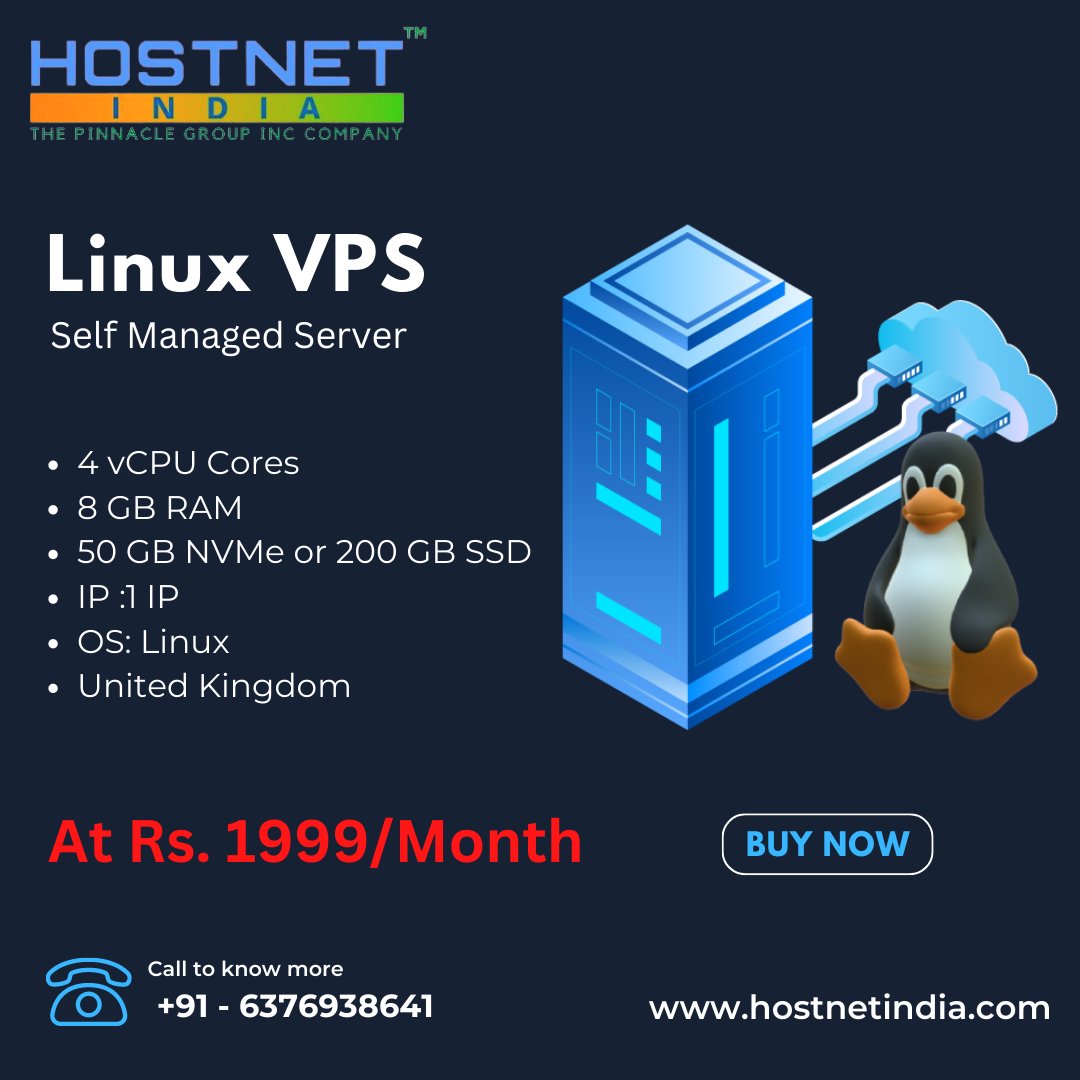 Im_hostnetindia's tweet photo. Unmanaged United-Kingdom Linux VPS.
Get an Isolated virtual environment with our Linux VPS.
.
Visit - https://t.co/lFQOuqfXy5 
.
#virtualserver #data #vpsservers #linuxhosting #center #ssd #resellerhosting #host #vpshost #vpn #dedicatedhosting #cloudservers #webhostingcompany https://t.co/BtC3BAVs5Y