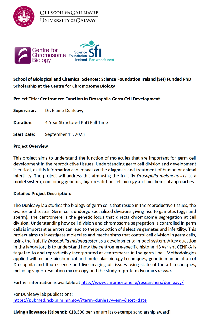 dunleavy_elaine's tweet photo. Postdoc and PhD positions available in my lab in Galway. Get in touch by email if you are interested: elaine.dunleavy@universityofgalway.ie 
Thanks to @scienceirel for funding! https://t.co/UWw7JutJsZ