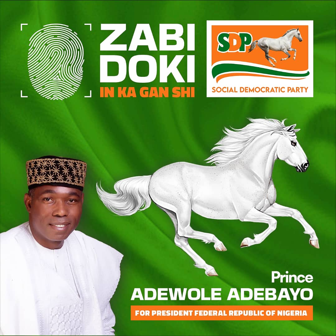 NGR_SDP's tweet photo. #VoteTheHorse
TUORO INYINYA MA I HU YA!!!

E DIBO FUN ESIN TI E BA RI I !!!

ZABI DOKI IN KA GAN SHI!!!

Vote @Pres_Adebayo and @yusufsbuhari For President and Vice President of the Federal Republic of Nigeria in 2023. #HopeAgain2023 https://t.co/aLMl99GZyQ