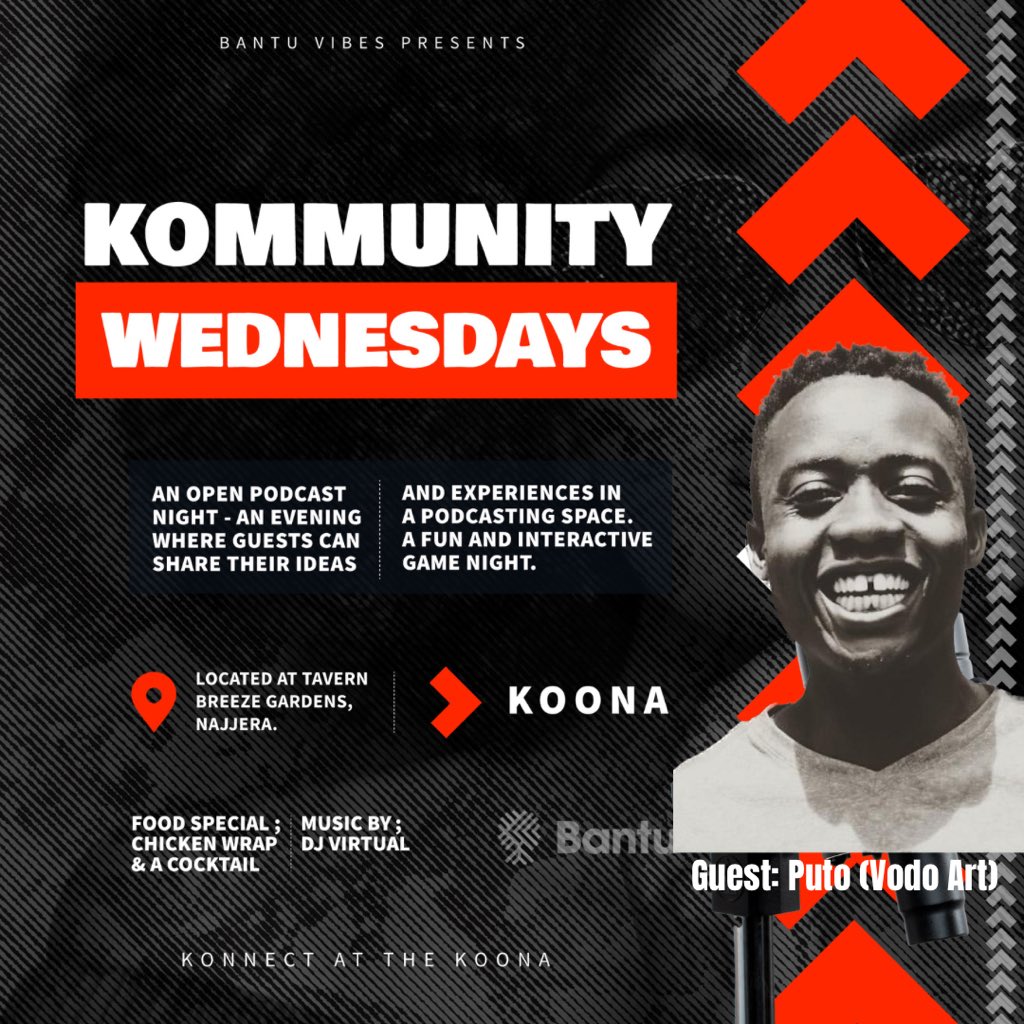 If you’re an art lover in Uganda, you’ve probably come across lovely creations by <a href="/vodoarts/">Vodo Arts Society & Lab</a>.🎨

Join us Wednesday evening as we host one of their leads, Gerald Puto at <a href="/TheKoona/">The Koona</a> to share a word or two! 

#KommunityWednesdays 
#KonnectAtThKoona