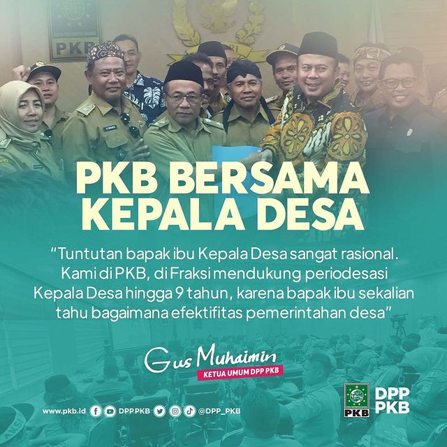 PurwakartaPKB's tweet photo. Ketua Umum DPP PKB Gus Muhaimin @cakiminow dan Fraksi PKB mendukung periodesasi Kepala Desa hingga 9 tahun.

#GusMuhaimin #KepalaDesa #PKB https://t.co/gqT29MHzZY