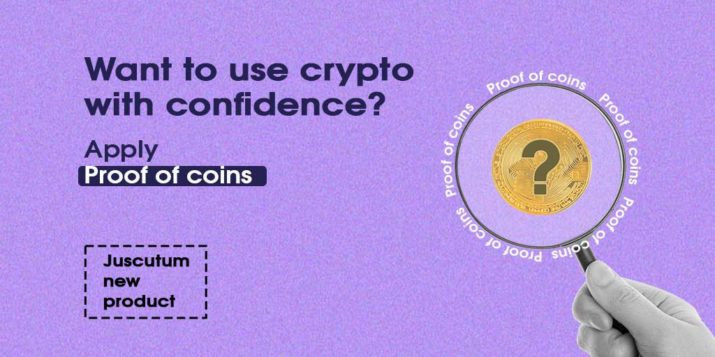 Juscutum presents an innovative Proof of coins product for crypto business owners. 

It is aimed at the free disposal of one's assets and confidence in the legality of the crypto's origin.
 
Read more 👉🏻 t.me/crypto_juscutum