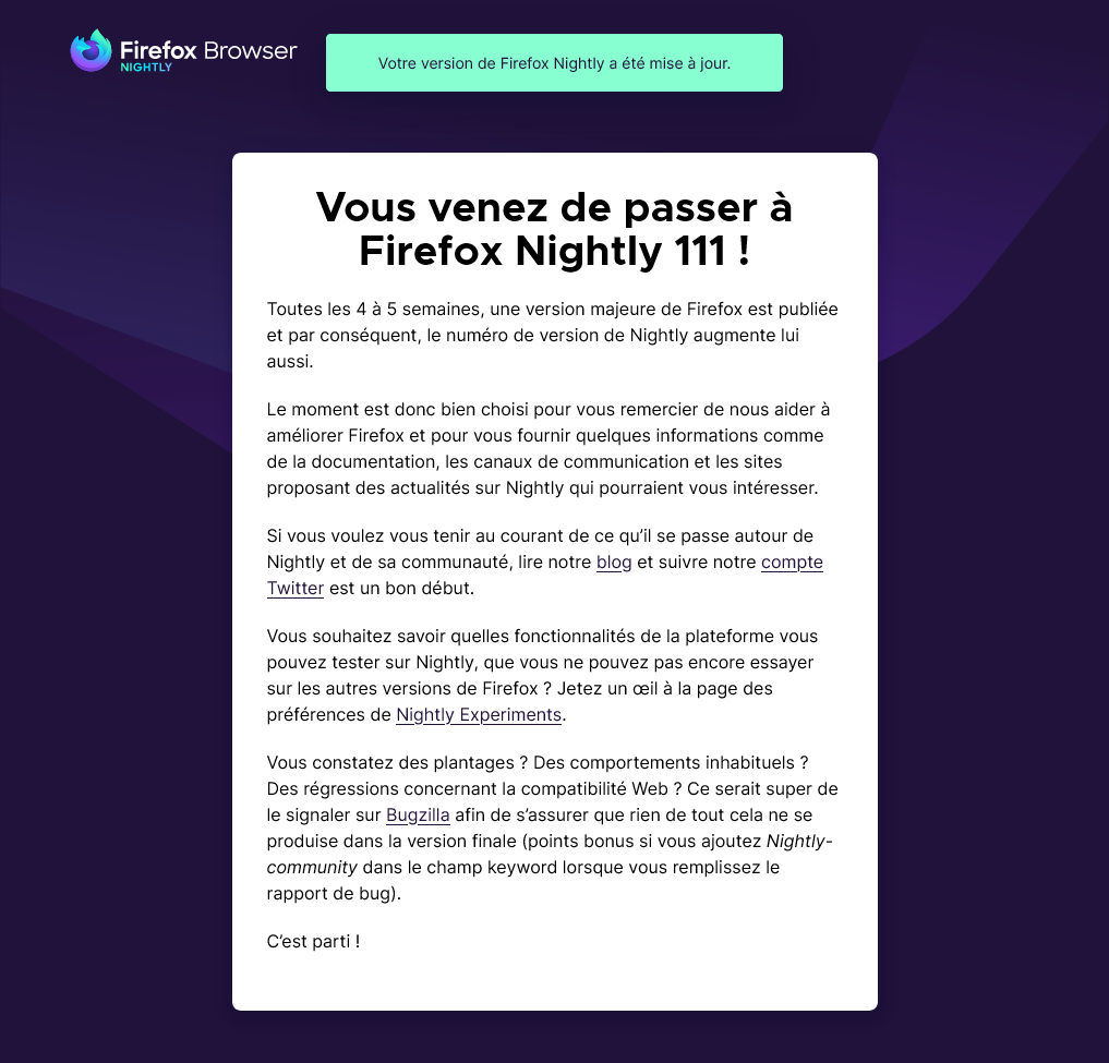 MozillaZineFr's tweet photo. Vous venez de passer à @FirefoxNightly 111 ! #JourDeSorties https://t.co/941nci2Nxs