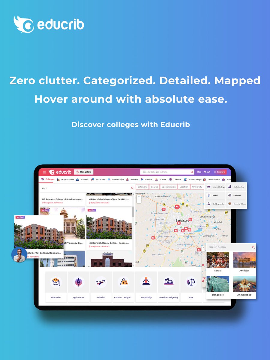 educribofficial's tweet photo. State of the art UI for a seamless college discovery. Educrib Discover is the only platform you need.
https://t.co/V97C5DbQJ8

#collegesinindia #collegesinkerala #collegesinbangalore #collegesindelhi #studyinindia #educationinindia #indiacareers #keralacareers #studyabroad #saas https://t.co/OMMB2e0yOF