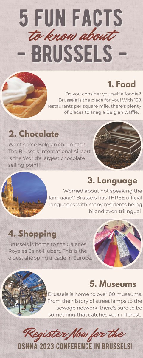 Consider joining us in Brussels this year for the OSHNA conference! 
Come for the nurses, stay for the waffles!