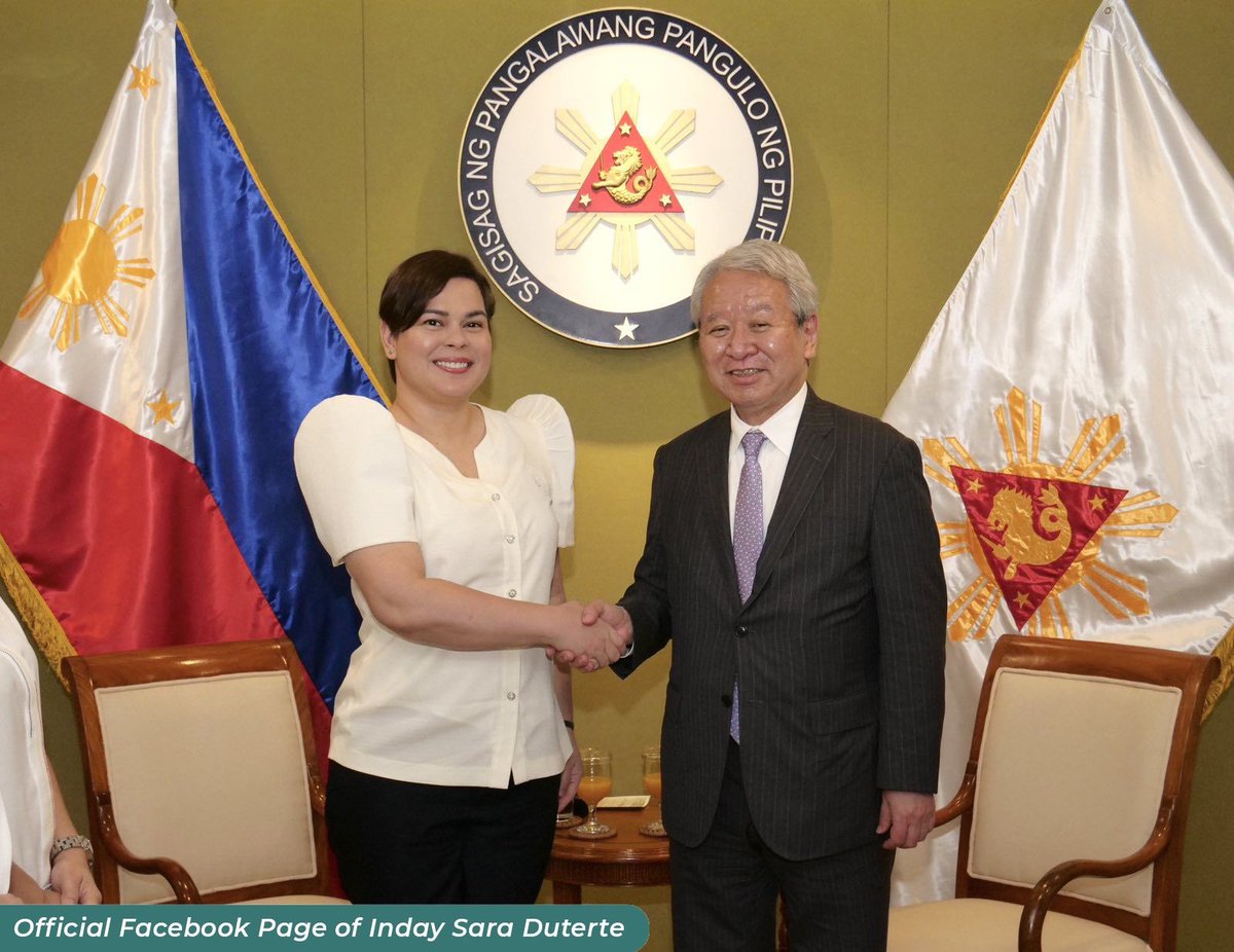 indaysara's tweet photo. Binisita tayo ngayong hapon ni Japan International Cooperation Agency (JICA) President, Dr. Tanaka Akihiko dito sa Office of the Vice President. 

Pinasalamatan ko si Dr. Akihiko sa tulong ng JICA at suporta ng Japan sa patuloy na peace process, at sa patuloy na tulong sa (1/3) https://t.co/cgGddwTzt0