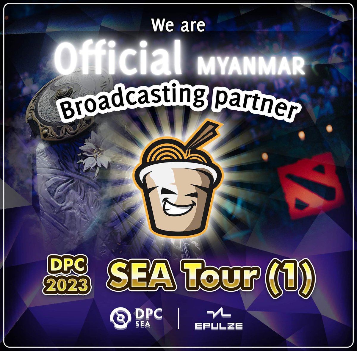 GamingNoodleMM's tweet photo. We are Myanmar 🇲🇲 Broadcasting Partner for SEA DPC Tour 1 (Div 1&amp;2) in collaboration with @EPULZEgaming 

Casters &amp; Analysts
- CoCan, Ganel, Silencz &amp; Kelvin Layy of Crystal Wings
- UP of 10Mile

#Dota2 #DPC #MyanmarBroadcast https://t.co/qe1NMP4f6Z