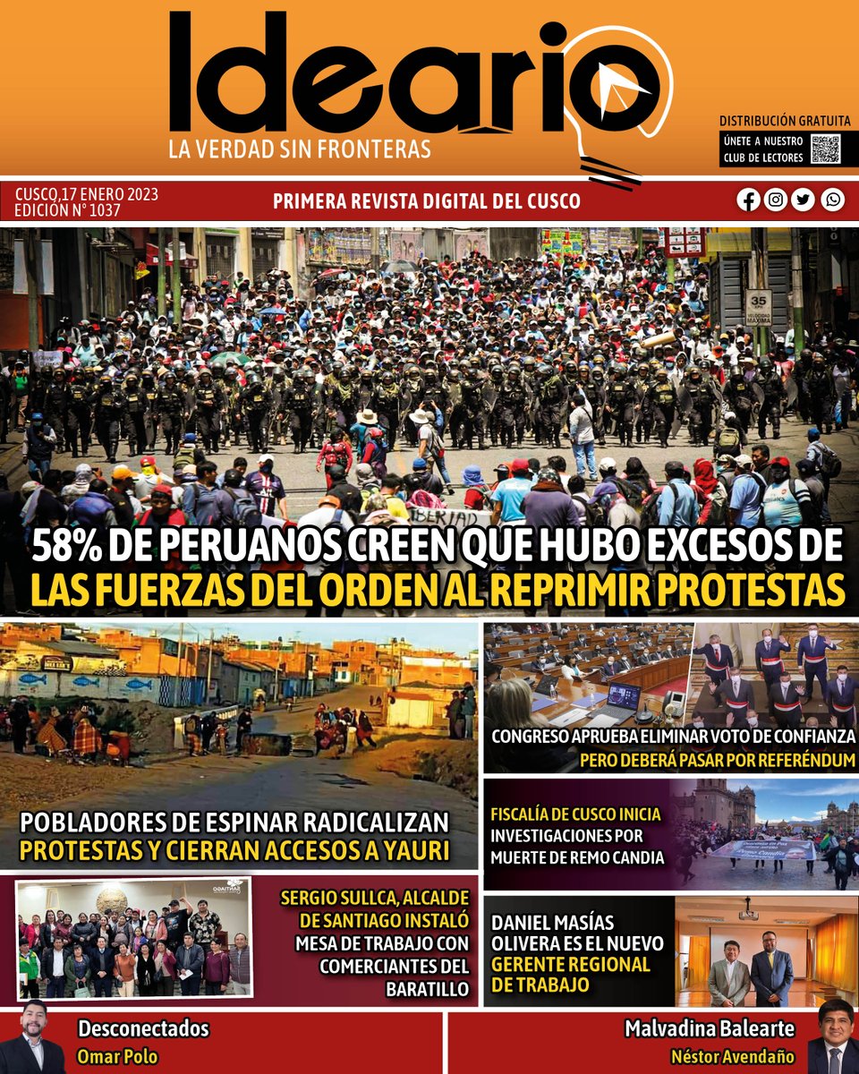 IdearioPe's tweet photo. 🚨 Hoy Martes 17 de enero, conoce la verdad con Ideario 
👉 Lee la revista en: https://t.co/fXk3tcPvnx 
👉 Ingresa a nuestro grupo de WhatsApp: https://t.co/e8A6pGYyF3  📌
👉 Nuestra página oficial de Facebook para mantenerte informado: https://t.co/QnSYVooG5T https://t.co/OjF8BllvjW