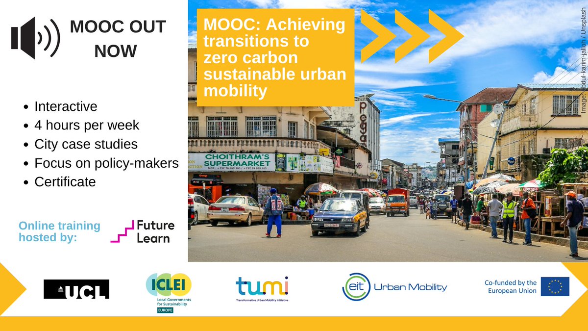 📢📢📢📢 Last opportunity to join round 2 of our free online course focusing on #zerocarbon #urban  #mobility transitions!

Find out more about the latest concepts, tools &amp; relevant planning approaches.

More than 1000 participants have registered so far  
futurelearn.com/courses/achiev…
