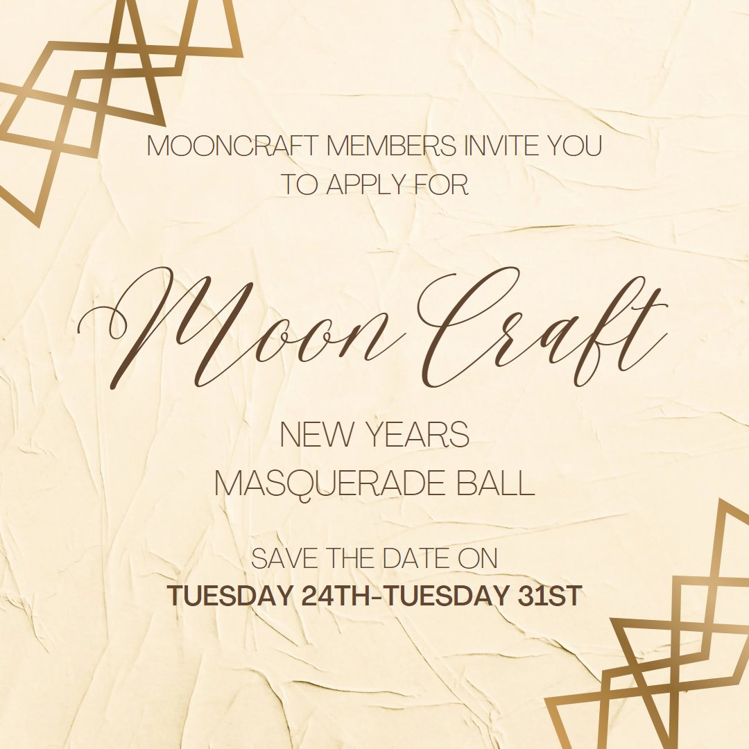MoonCraftSMP's tweet photo. 🎉 The New Years Masquerade Ball is Upon Us!

🤩 And YOU Could Be A Part Of It!

✨Apply Now For MoonCraft!

✏️ https://t.co/S8GCZwgMdn

#smpapplications #smp #mooncraft https://t.co/KlOTUARCH2