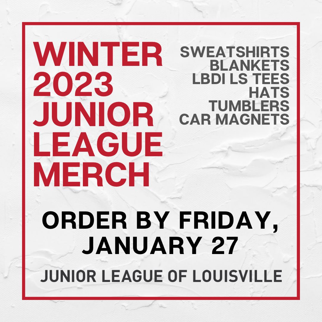 Junior League of Louisville winter merch is here! As we gear up for LBDI in the next few weeks, JLL items are a great way to show your support and raise awareness. #iamJLL #JLLou #LBDI vms.ajli.org/?nd=simple_sto…