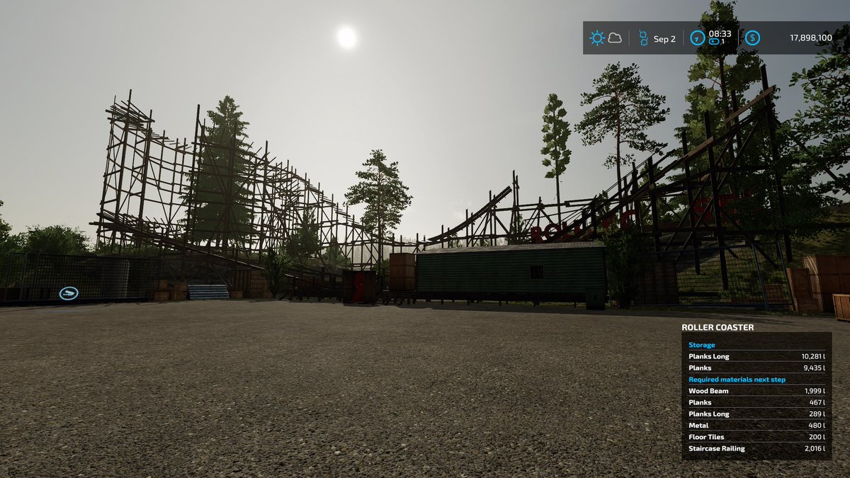 Ryan__Dexter's tweet photo. Good morning. Still working on the Roller Coaster Build on Silverrun Forrest in Farming Simulator'22! Aswell as clearing out trees and rocks! #FarmingSimulator22 #Silverrunforrest #XboxSeriesS https://t.co/NrYnnKGor0