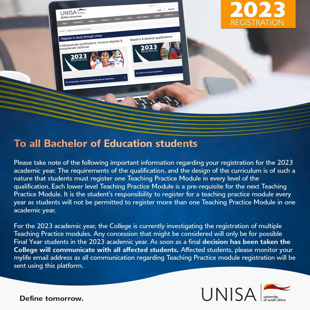 Unisa on Twitter: "All Bachelor of Education students, please take note