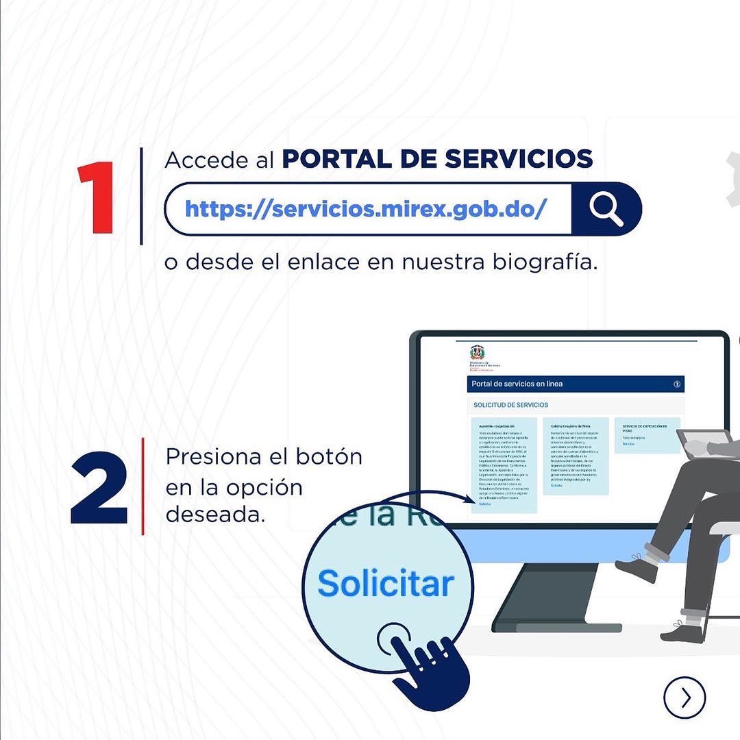 MIREXRD's tweet image. ¿Conoces el proceso de Apostilla/Legalización en línea? 💻 
 
Te compartimos nuestra guía de paso a paso para completar tu solicitud accediendo desde la web servicios.mirex.gob.do 

#ServiciosMIREXRD 🇩🇴