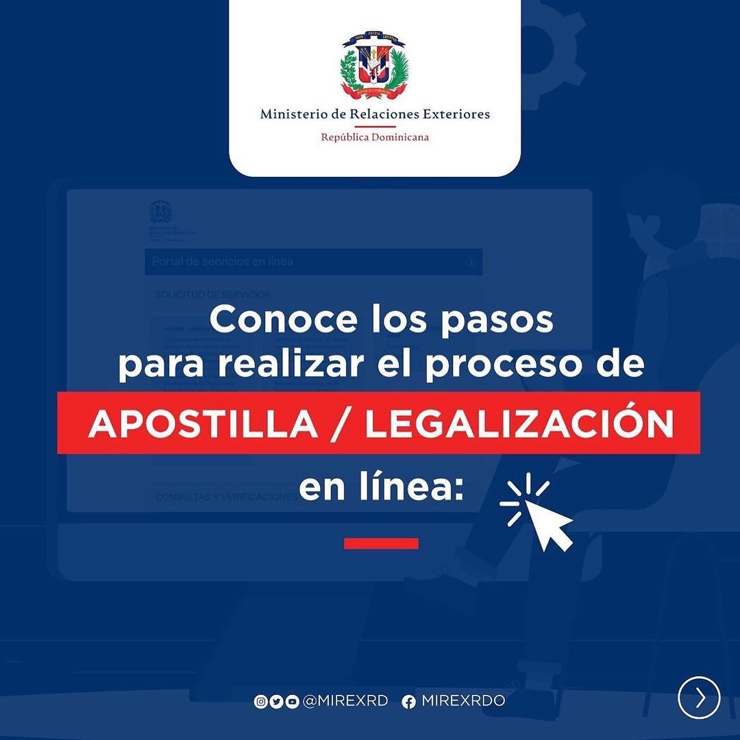 MIREXRD's tweet image. ¿Conoces el proceso de Apostilla/Legalización en línea? 💻 
 
Te compartimos nuestra guía de paso a paso para completar tu solicitud accediendo desde la web servicios.mirex.gob.do 

#ServiciosMIREXRD 🇩🇴