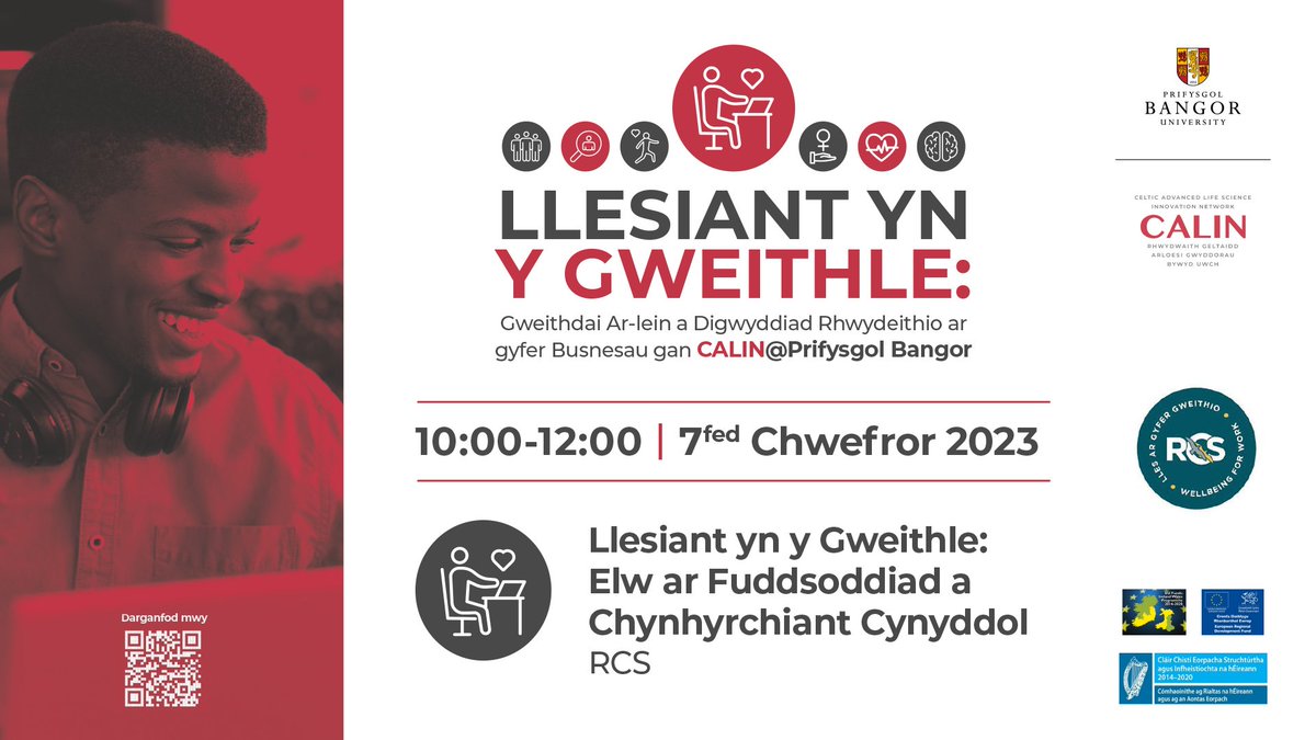 CALIN_LifeSci's tweet image. Eisiau gwybod sut y gall cefnogi #llesiant gweithwyr gynnig elw posibl ar fuddsoddiad o hyd at 5:1? Yna ymunwch â’r #gweithdy #llesiant yn y #gweithle a drefnwyd gan CALIN @prifysgolbangor ar y 7fed o Chwefror o 10.00-12.00.

Gweler sut i gael tocynnau yn y sylwadau isod.