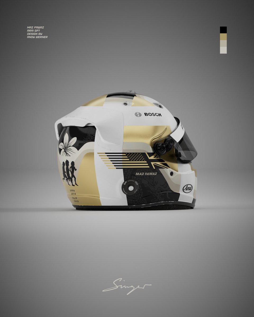 andwerndesign's tweet photo. #helmetdesign for Maz Fawaz from @singervehicles. @araihelmetjapan @BoschGlobal #motorsport #porsche #singer #mazfawaz #racecar #liverydesign #automotive #racing #everythingisimportant Arai GP7 Model by @daimondesign https://t.co/rORtCZO9kY