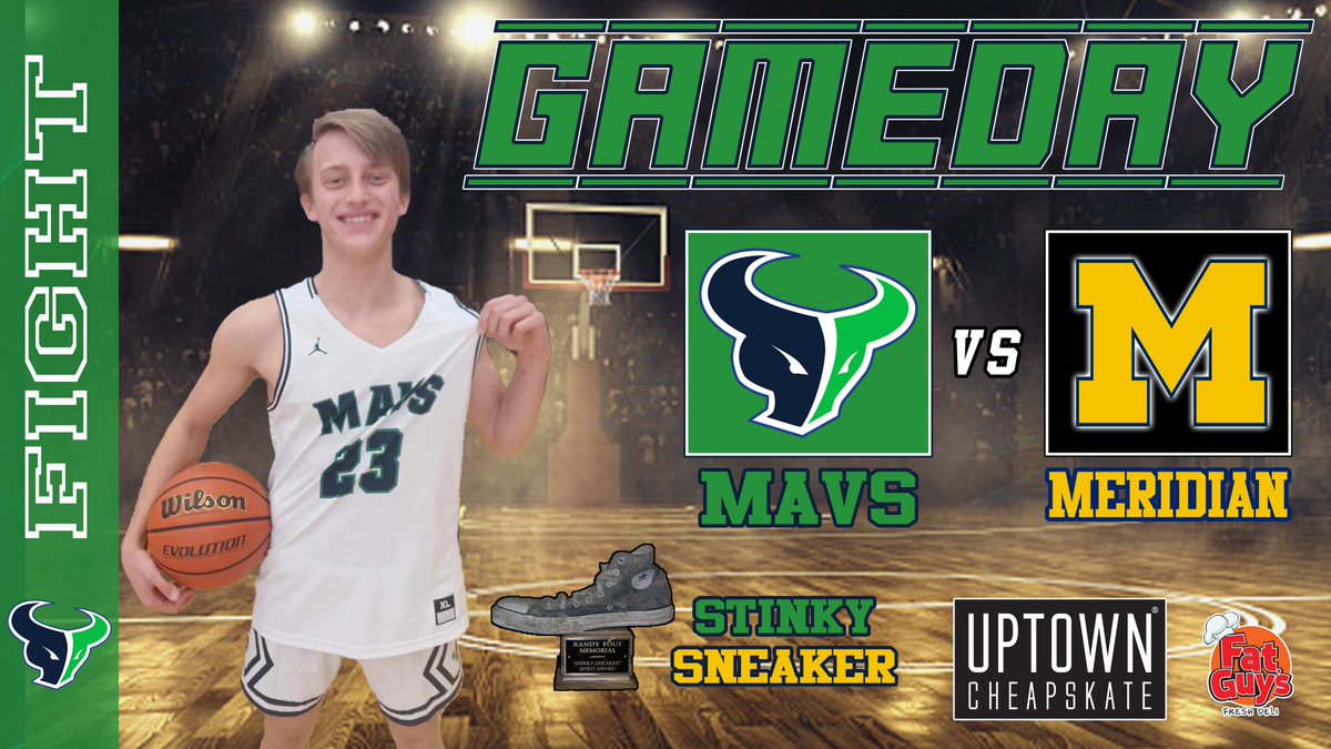 🚨🏀GAMEDAY🏀🚨
👟STINKY SNEAKER 👟 
📍 Mtn View HS
🆚️  Meridian 
⏰️ 430/6/730 pm 
📺 <a href="/NFHSNetwork/">NFHS Network</a>
#FIGHT #TOGETHER #CULTURE