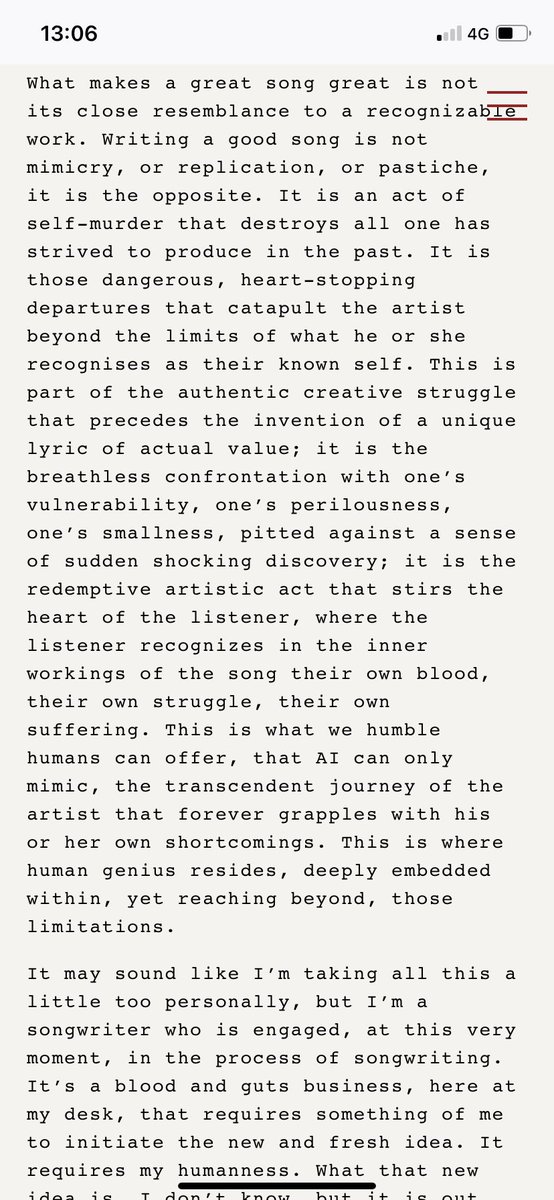 Interventi0n_'s tweet photo. Absolutely obsessed with Nick Cave’s response to a fan sending him AI-generated lyrics “in the style of Nick Cave” https://t.co/8DJmZpwbsv