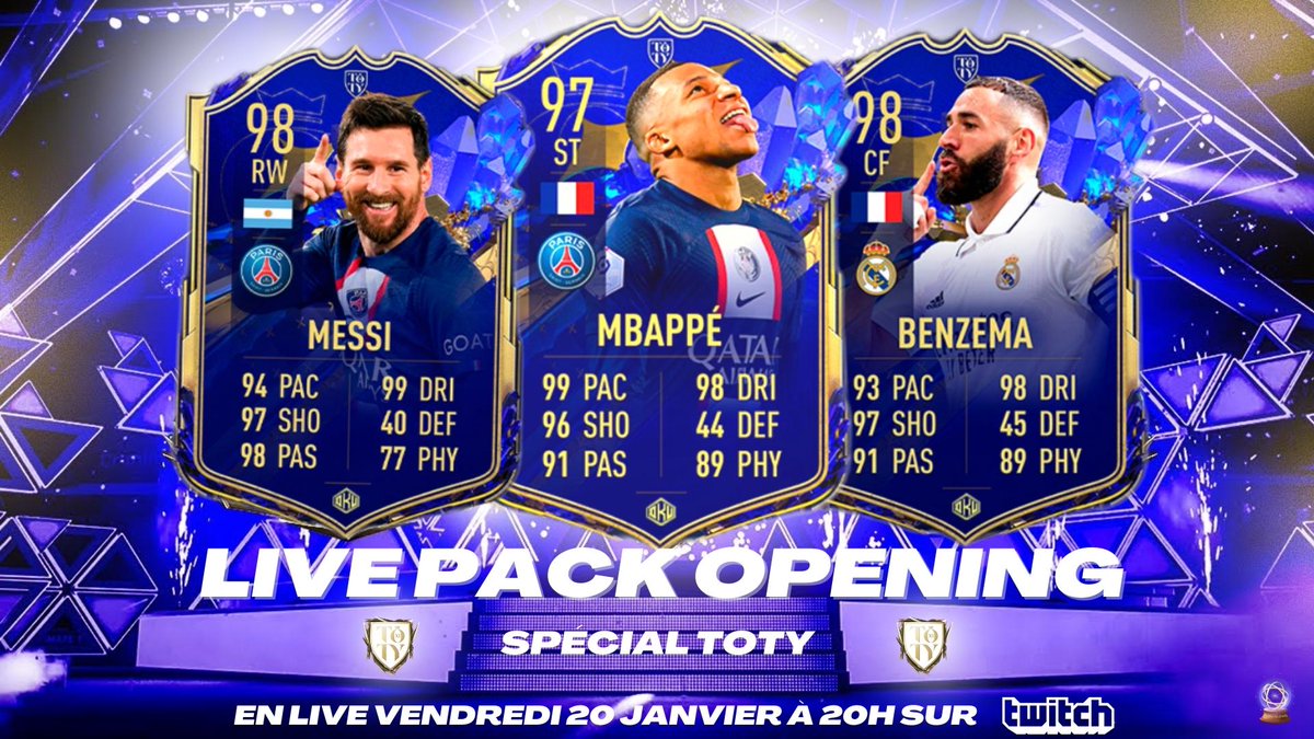 Astral_Academy's tweet photo. 🚨 LIVE PACK OPENING SPÉCIAL TOTY ! 

@RomainNovaro4 sera en direct sur notre chaîne #Twitch en compagnie de @Xykolf @WappleUwU et de @FanaticTornado ✅ 

RDV ce vendredi à 20h ➡️ https://t.co/A8xiFe8d2Q https://t.co/I6EFuFkrzh