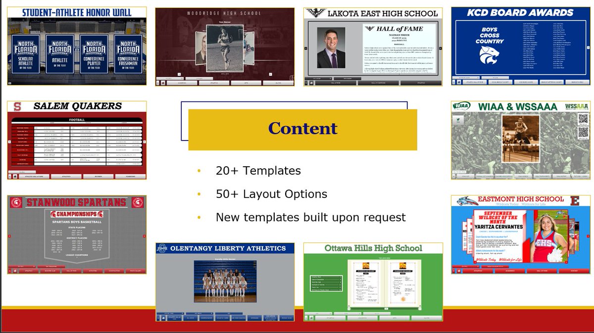 🏆Your school’s content and stories matter the most to us! Wall of Fame has templates that help tell every story and showcase all the content you may have!

🥇20+ Templates
💪50+ Layout Options
👀New Templates Built Upon Request

Learn more vitalsignswalloffame.com 

#LegacytoLife