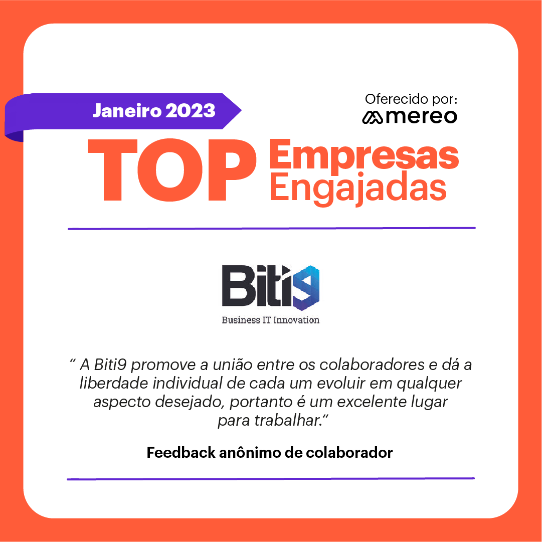BusinessITi9's tweet photo. 🏆Empresa Top Engajada🏆

Começamos o ano a todo vapor!

#Janeiro2023 #TopEngajada #gobitters #adote1robo #rpa #biti9 https://t.co/yHHf1OsueZ