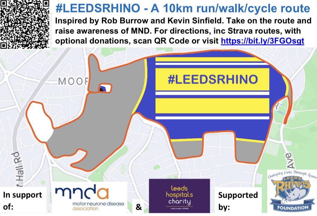 Extra special yesterday running #LeedsRhino with @VKMcLoughlin as we raise awareness of MND & fundraise for @mndassoc & @LDShospcharity to fund @Rob7Burrow centre for MND, provide care & research treatments. Run a rhino for a @leedsrhinos legend - see bit.ly/3FGOsgt