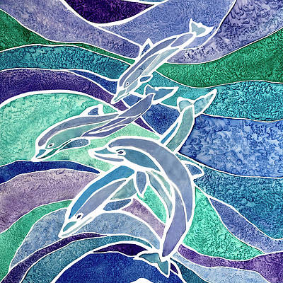 Four Playful Dolphins #costalart #AYearForArt  #buyartnotcandy #wallart #homedecor #interiordesign #batikart #abstractart #batikpaintings #green #blue #underthesea #costal #ocean #seacreatures #sealife #dolphins #animallovers #artist
It's here - deborah-league.pixels.com/featured/four-…