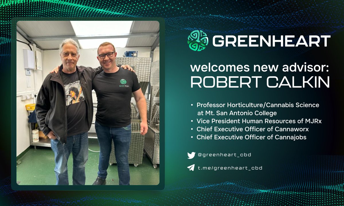 greenheart_cbd's tweet photo. Introducing Robert Calkin - our new Advisor to the GreenHeart team 💚

Read more about Robert on our tg channel: https://t.co/jK45jTDdUi

#CBD #GreenHeart #NFT #metaverse https://t.co/mYlS2V8OOk