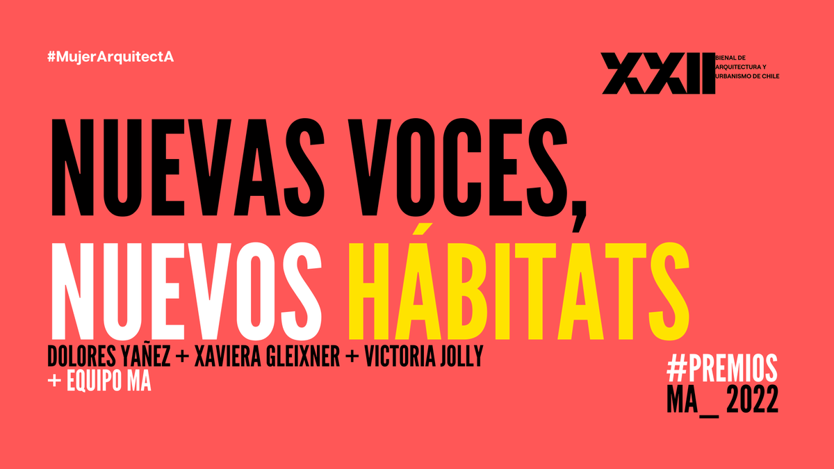 HOY martes 17 a las 17hrs estaremos con Maria Dolores Yañez, Xaviera Gleixner y Victoria Jolly en el #PanelMA: "Nuevas Voces, Nuevos Habitats", en el marco de la XXII Bienal de Arquitectura y Urbanismo de Chile.

Todas(os) invitados a acompañarnos!
#mujerarquitectA #savethedate