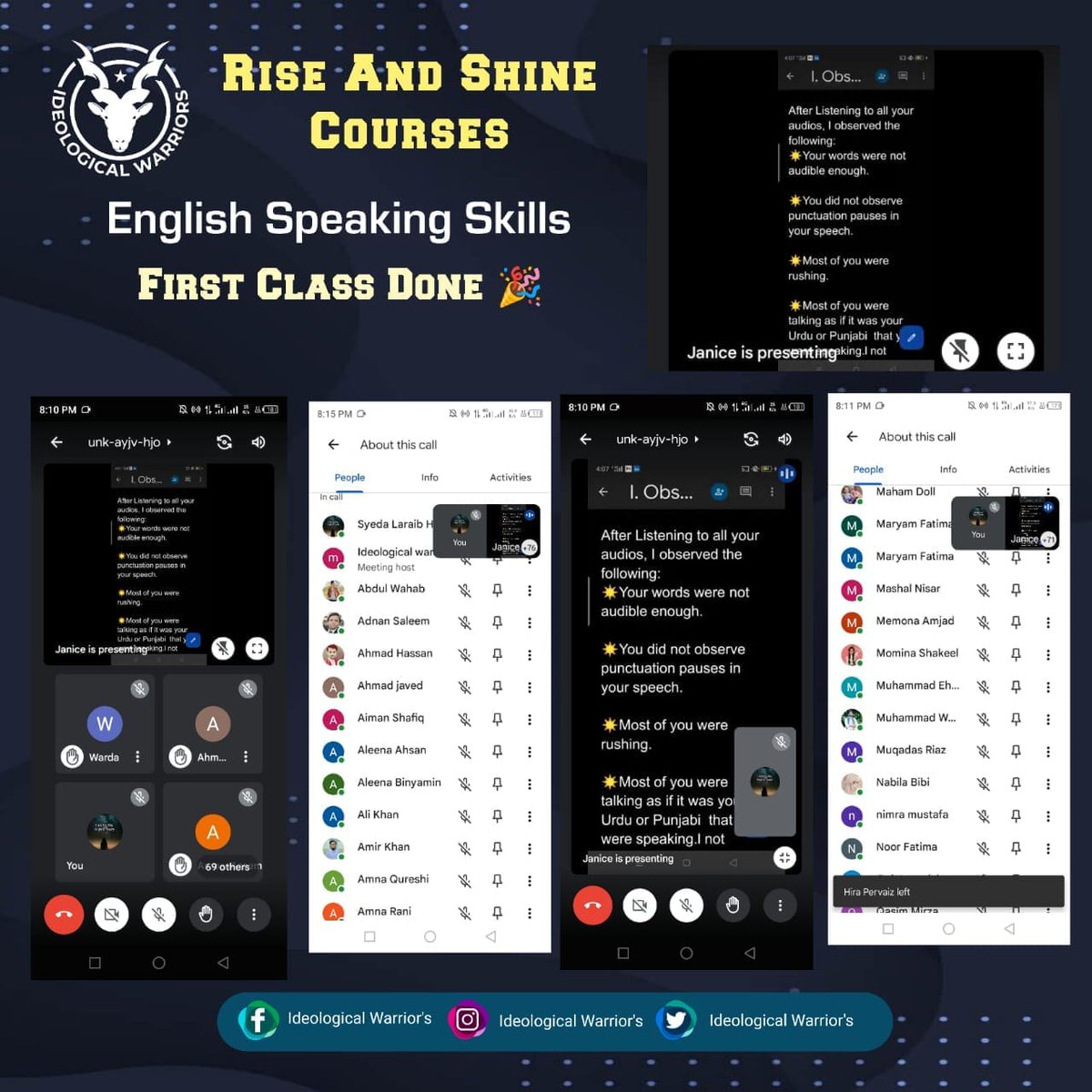 IW__Org's tweet photo. First class done of the English Speaking Course under Rise and Shine Youth Development Project by Learning Hub🎉🎉❤️
#ideologicalwarriors
#warriorsofpeace
#riseandshinecourses https://t.co/RDNPENM3dF