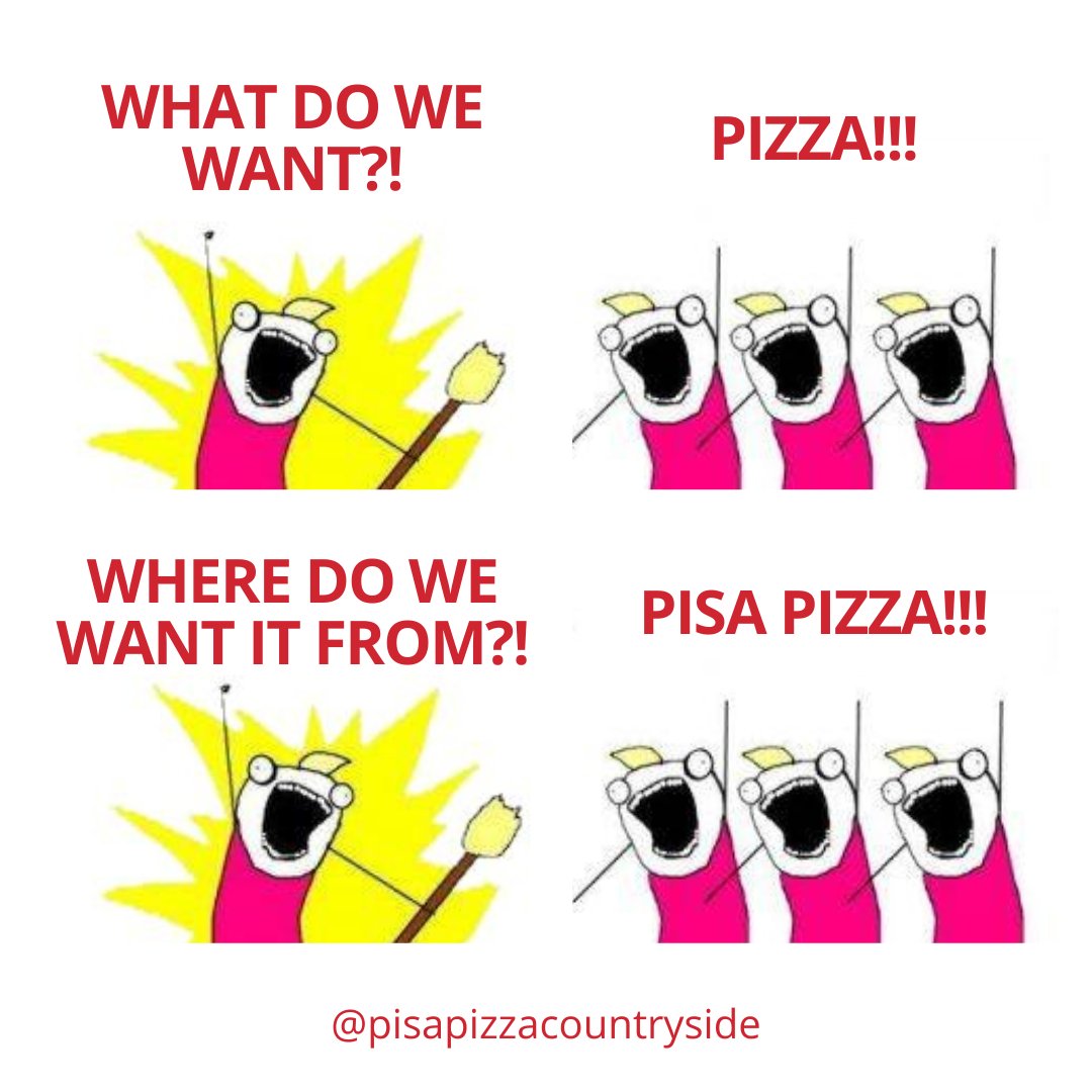 We're back and open today. Who's ready for some pizza?!

#takeouttuesday #whatisforlunch #foodnearyou #pizzapizzapizza #pisapizza #pisapizzacountryside