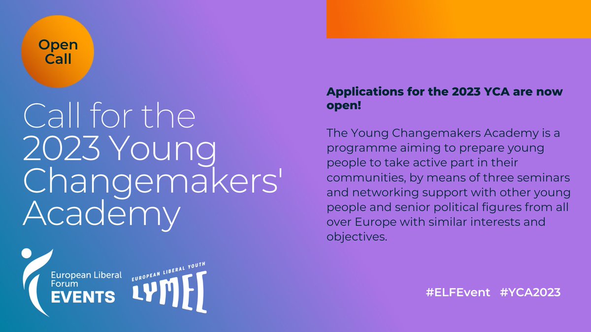 LYMEC's tweet photo. 🤩Do you feel passionate about a cause and have an idea for an advocacy project?
Join our #ELFEvent Young Changemakers' Academy before 6 Feb 2023 at 10 h 00 CET to make change happen!
Don't miss this opportunity and find out more here👉🏽https://t.co/QcC0EEqc4f https://t.co/HOtvl6hLVh