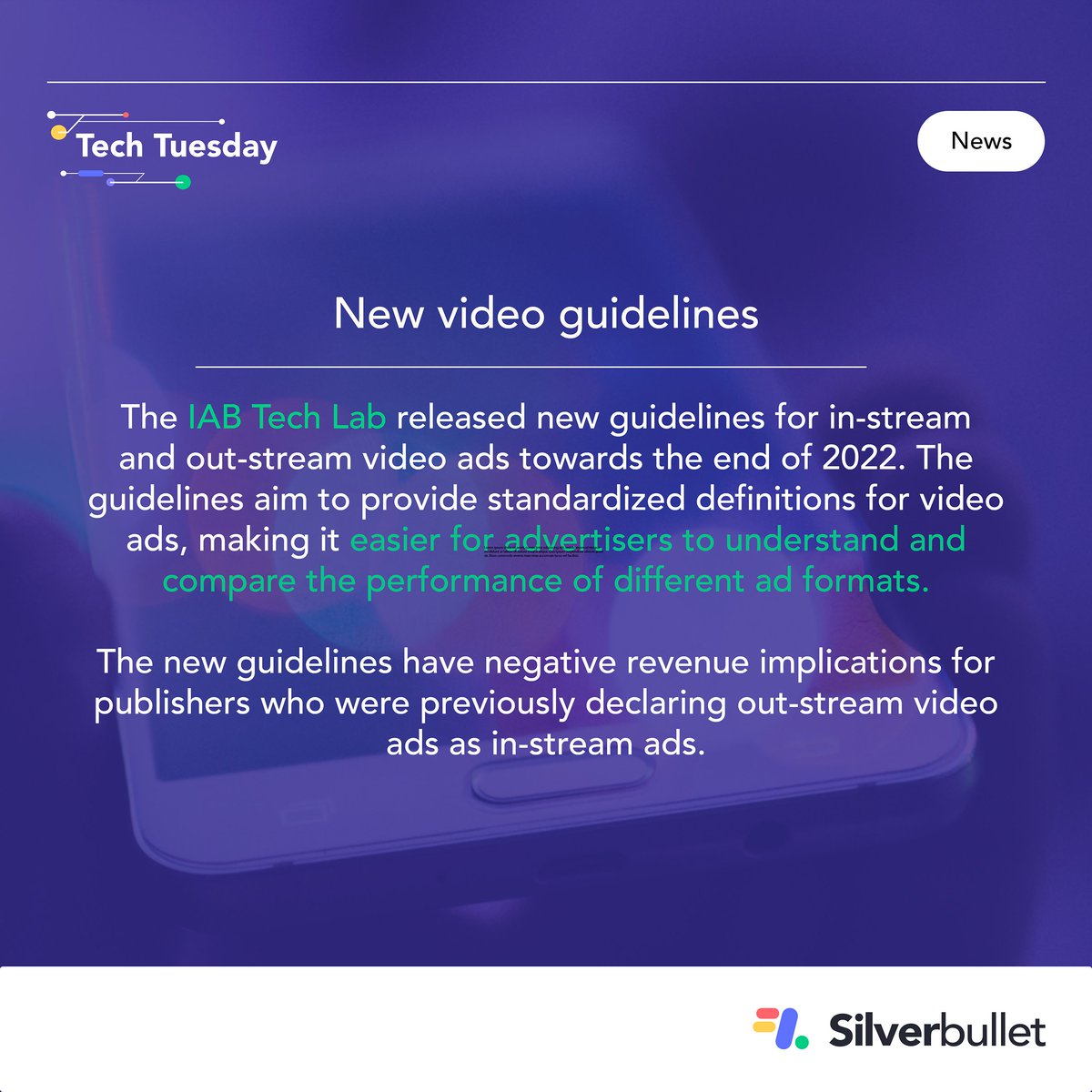 Silverbullet_HQ's tweet photo. It's #TechTuesday, and this week we're discussing Netflix's ad-supported business model, publishers exploring post-cookie solutions and new video guidelines set by the IAB Tech Lab.
Swipe to find out more 👉
#advertisingandmarketing #netflix #postcookie #videomarketing https://t.co/eQPC4UlFfX
